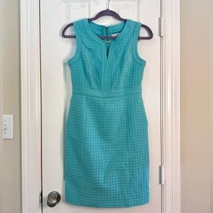 Teal/Mint Textured Sleeveless Liz Claiborne Sheath Dress, Size 4